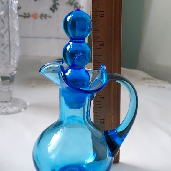 Vintage glass cruet decanter cobalt blue 💙 perfume bottle - Picture 12 of 16